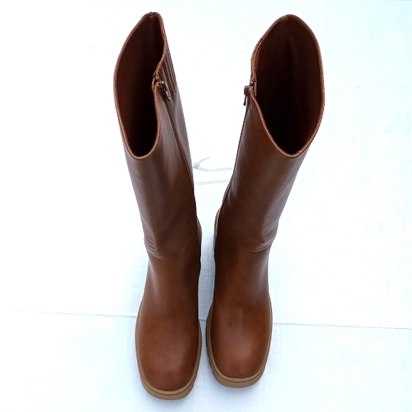 Seychelles Shoes - NEW Seychelles cognac wheat brown  knee-length platforms Heeled boots Sz 7.5